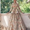 Womens Paulmi u0026 Harsh | Beige Printed Self Woven Jacquard Peplum Lehenga Set