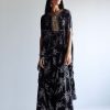 Womens Arpita Mehta | Black Leaf Print Cape Set