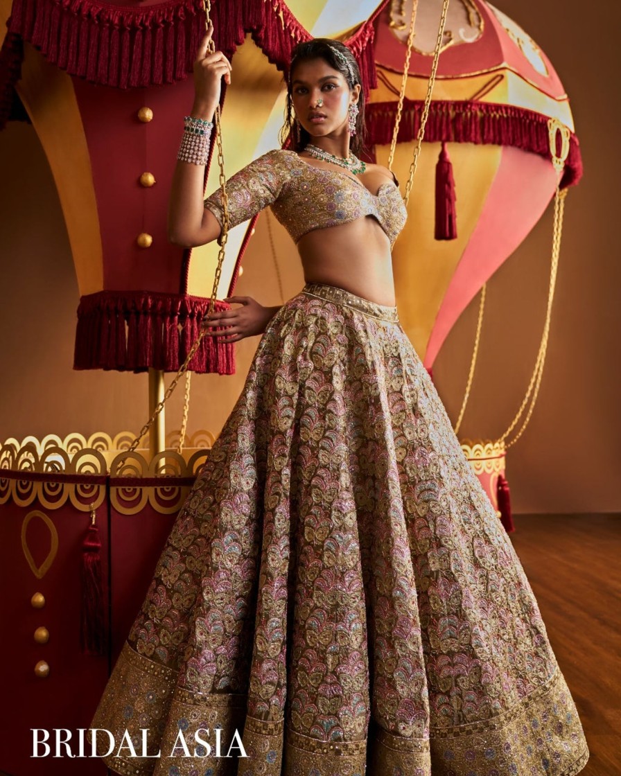 Bridal Aisha Rao | Antique Gold Lehenga Set