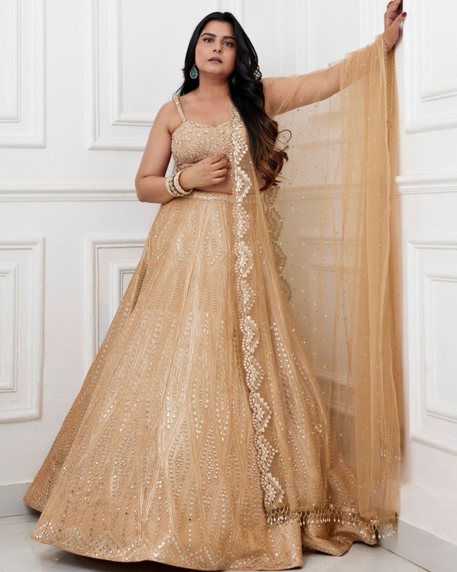 Womens Chamee and Palak | Mia Gold Lehenga Set