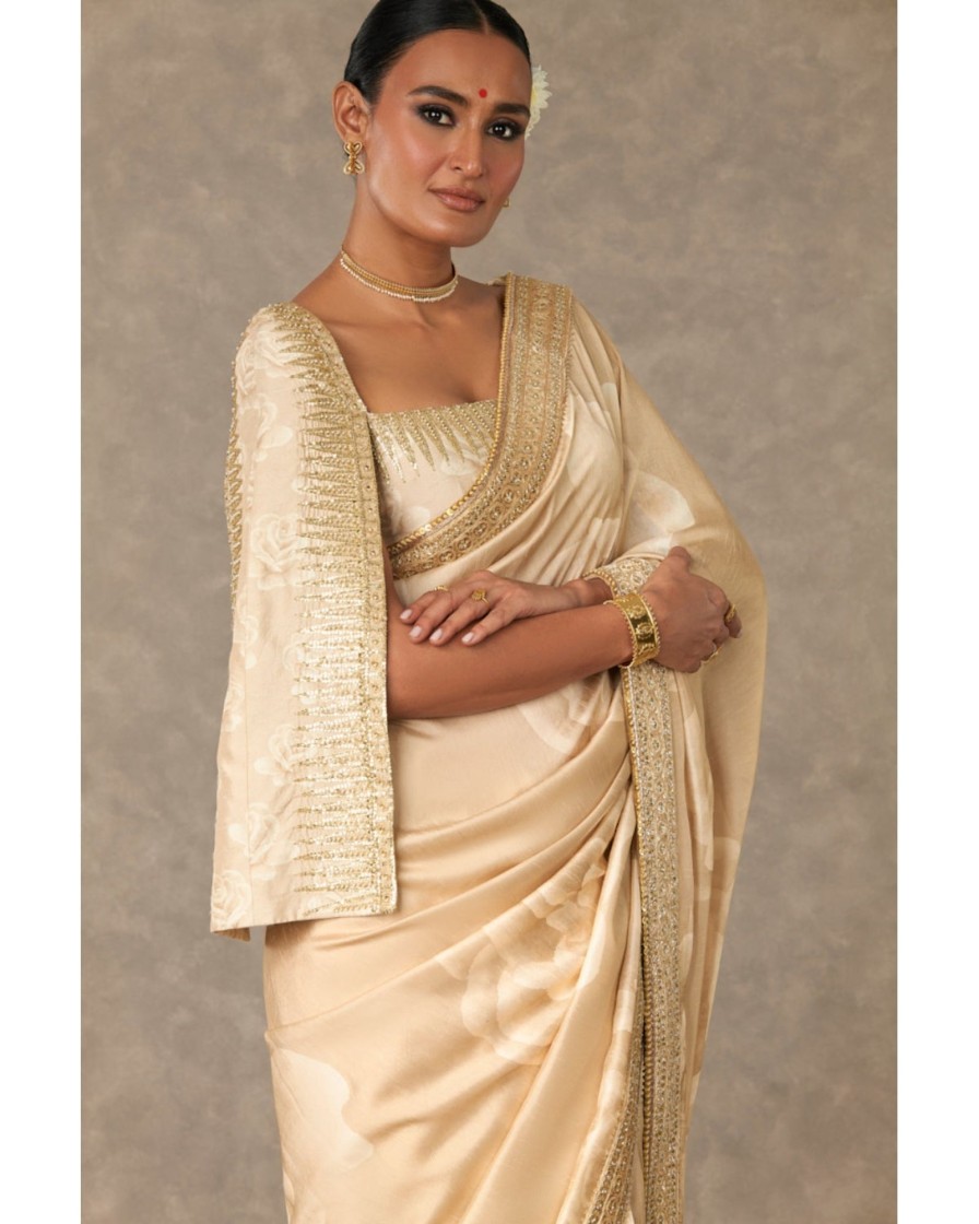 Womens House of Masaba | Beige Embroidered Gulaab Sari