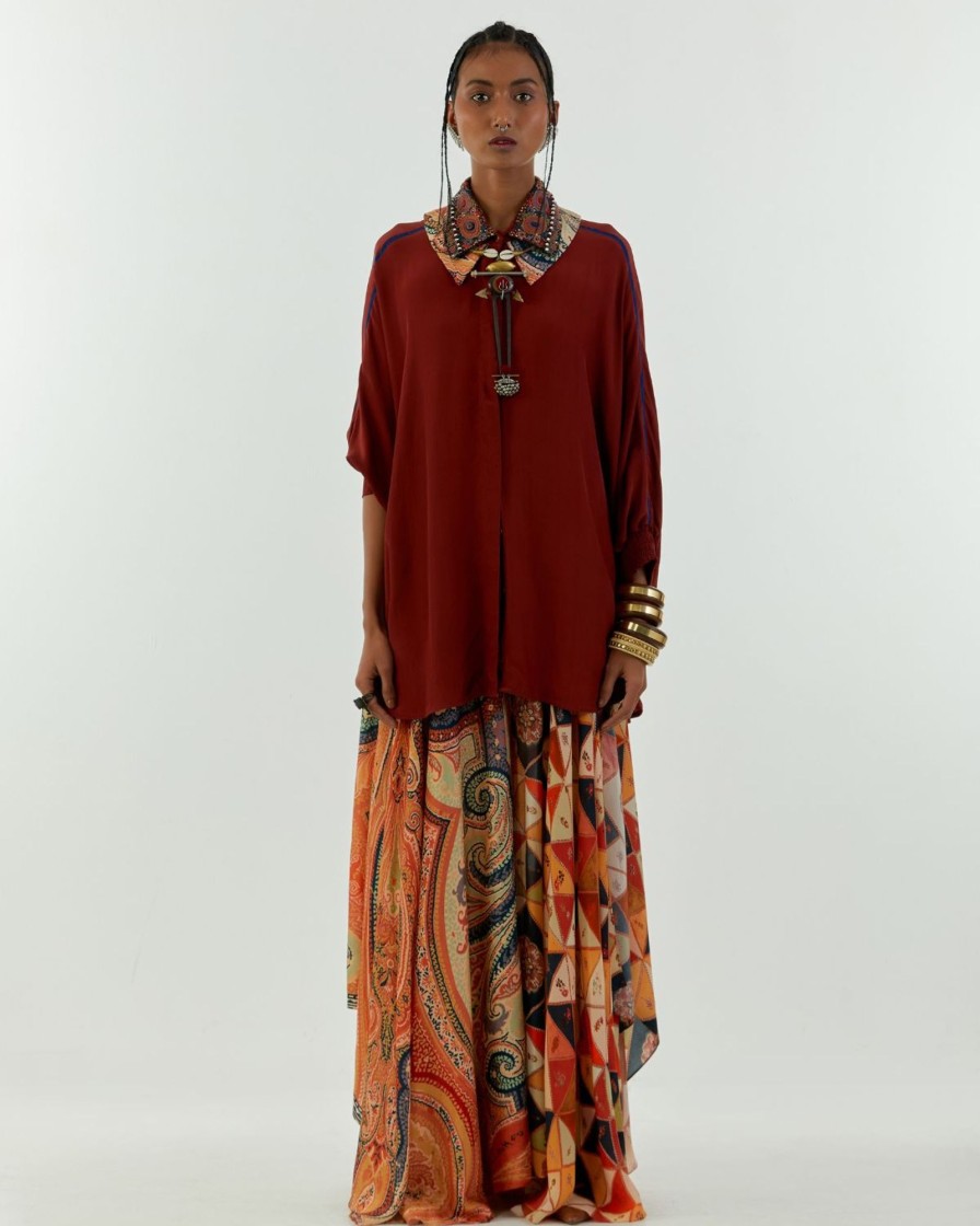 Womens Aseem Kapoor | Burnt Amber Mandala Shirt