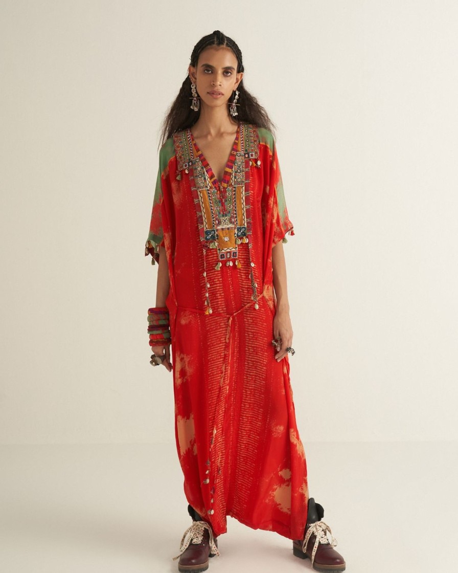 Womens Aseem Kapoor | Orange Vayu Jumpsuit Kaftan