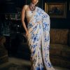 Womens Seema Gujral | Ivory U0026 Blue Sequin Sari Set