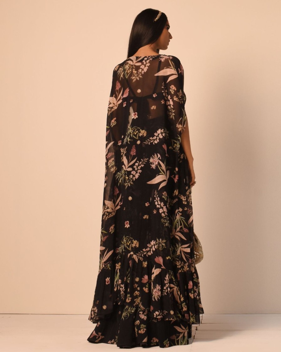 Womens Arpita Mehta | Black Floral Print Gharara Set