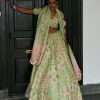 Bridal Petticoat Lane | Overall Embroidered Green Lehenga Set