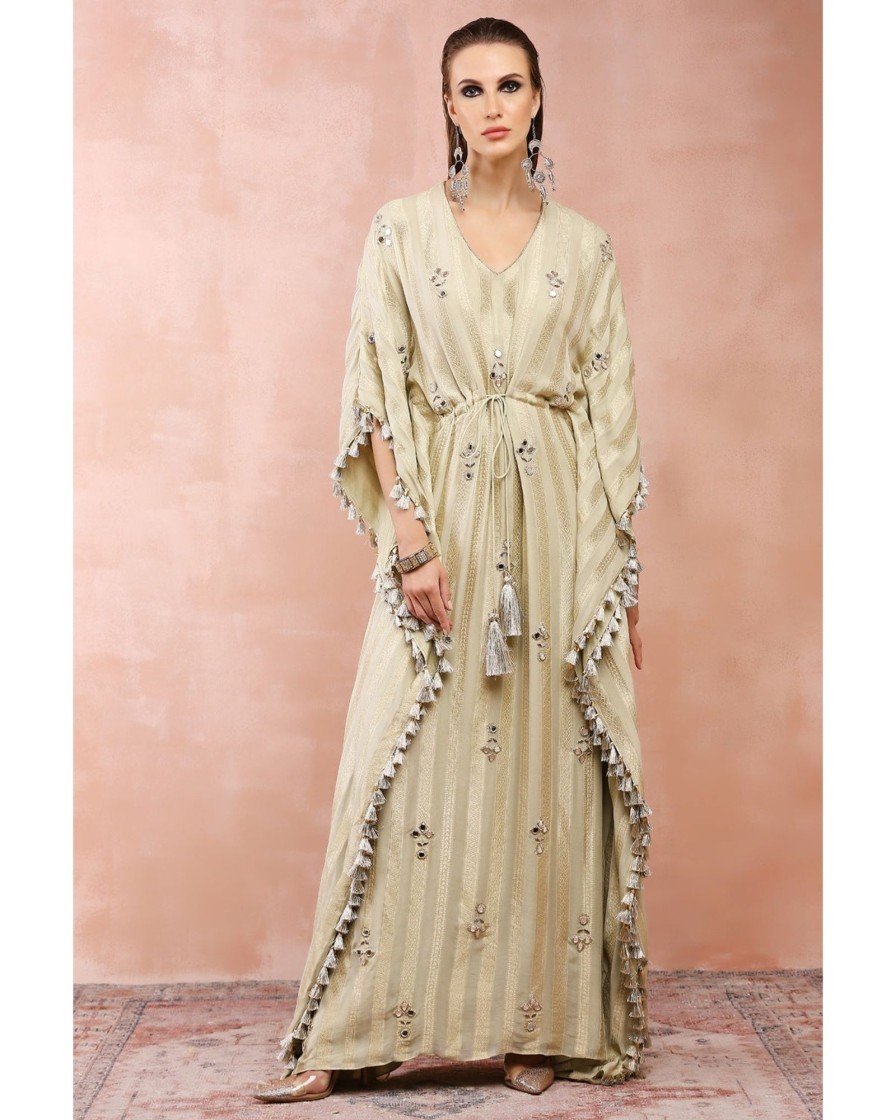 Womens Payal Singhal | Mint Embroidered Kaftan