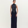 Womens Mala u0026 Kinnary | Navy Blue Mala Gown