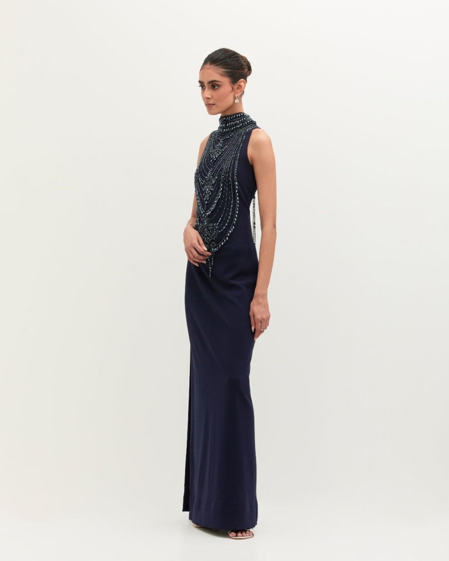 Womens Mala u0026 Kinnary | Navy Blue Mala Gown