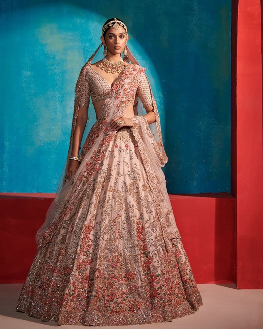 Bridal Dolly J | Etta Seashell Floral Garden Bridal Lehenga Set