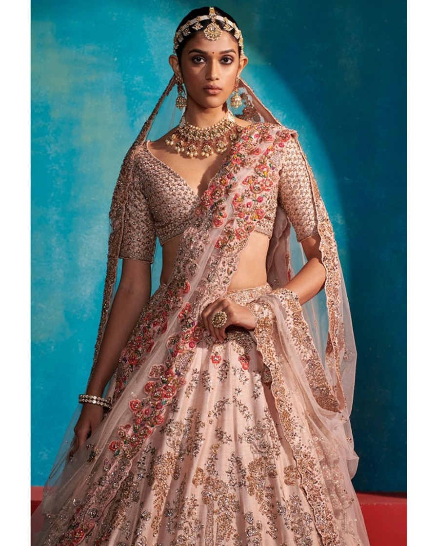 Bridal Dolly J | Etta Seashell Floral Garden Bridal Lehenga Set