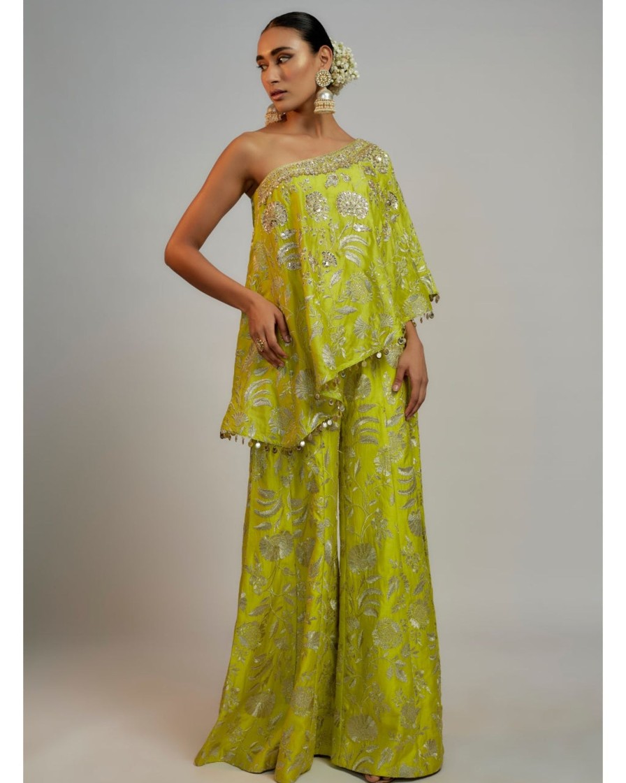 Womens Gopi Vaid | Golconda Arsh Lime One Shoulder Set