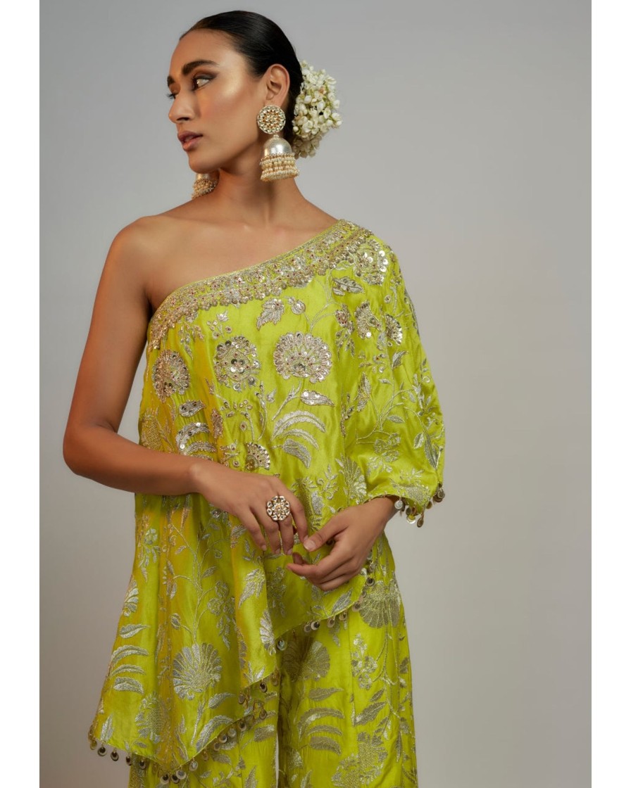 Womens Gopi Vaid | Golconda Arsh Lime One Shoulder Set