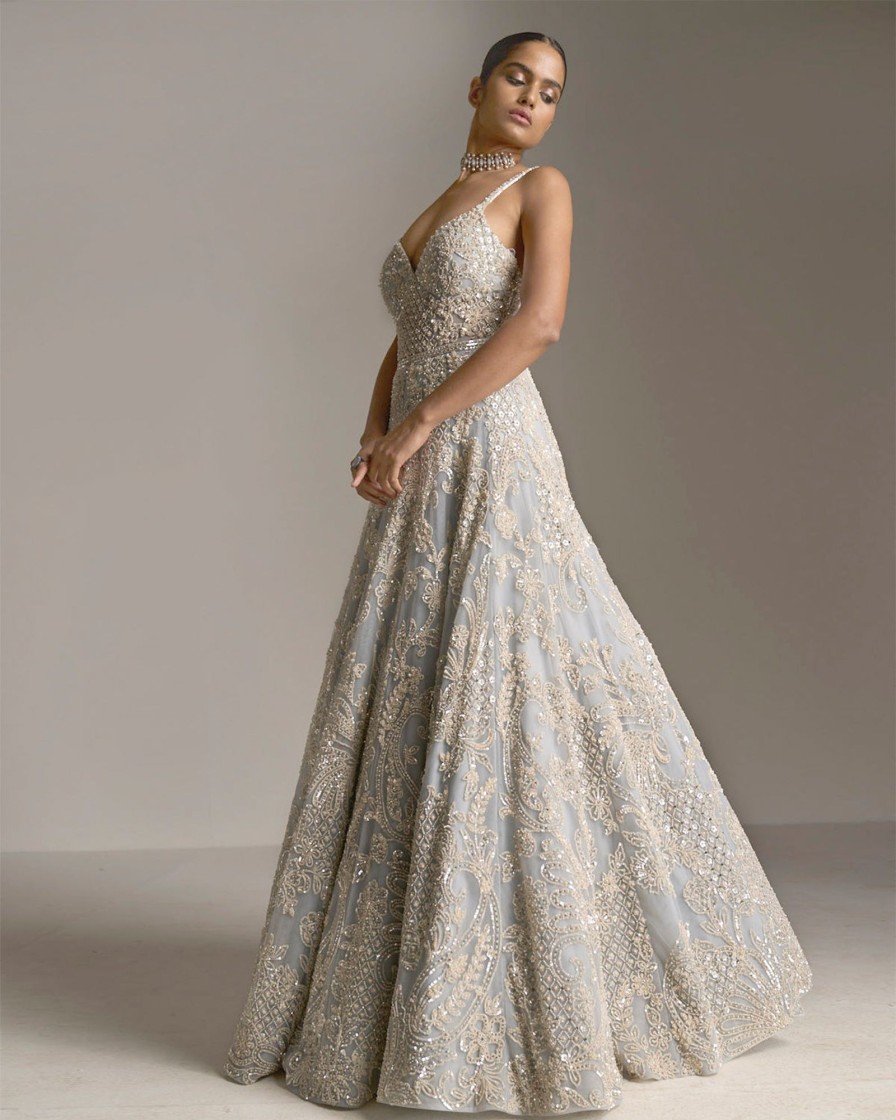 Bridal Seema Gujral | Ice Blue Pearl Gown