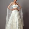 Womens Mala u0026 Kinnary | Ivory Bellflower Lehenga Set