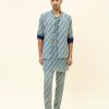 Mens SVA Menswear | Leaf Printed Kurta And Bandi Set